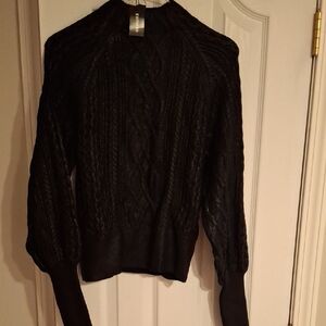 Express Black Cowl Neck Cable Knit Sweater
